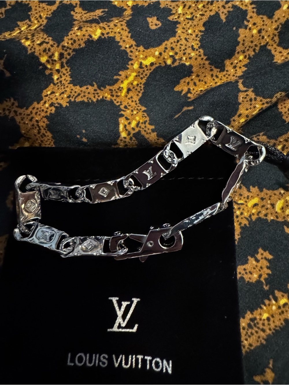 Louis Vuitton Silver Logo Chain Bracelet